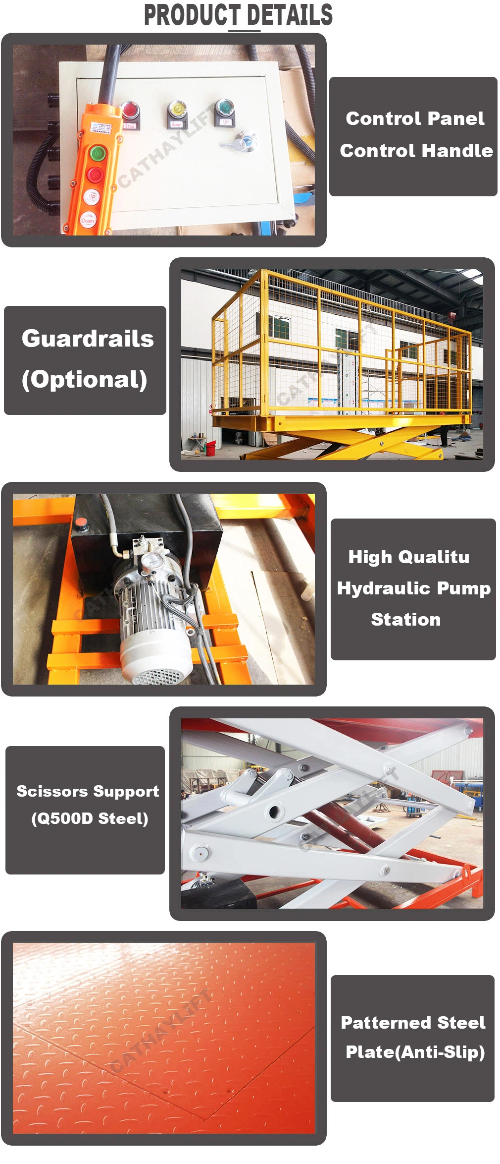 industrial hydraulic electric lift table-details